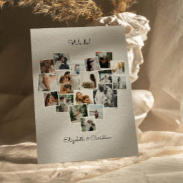 Invitación 18 fotos Collage Boda de forma de corazón