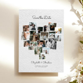 Invitación 18 Fotos Collage Heart Shape Guardar La Fecha