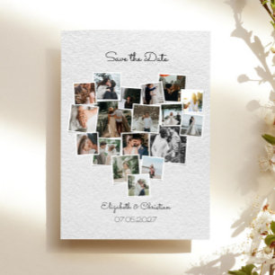 Invitación 18 Fotos Collage Heart Shape Guardar La Fecha