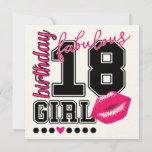 Invitación 18th birthday girl Einladungs tarjetas, pink Kiss<br><div class="desc">18th birthday girl Einladungs tarjetas,  pink Kiss college Style número. Regalo dulce para 18 años chicas viejas.</div>