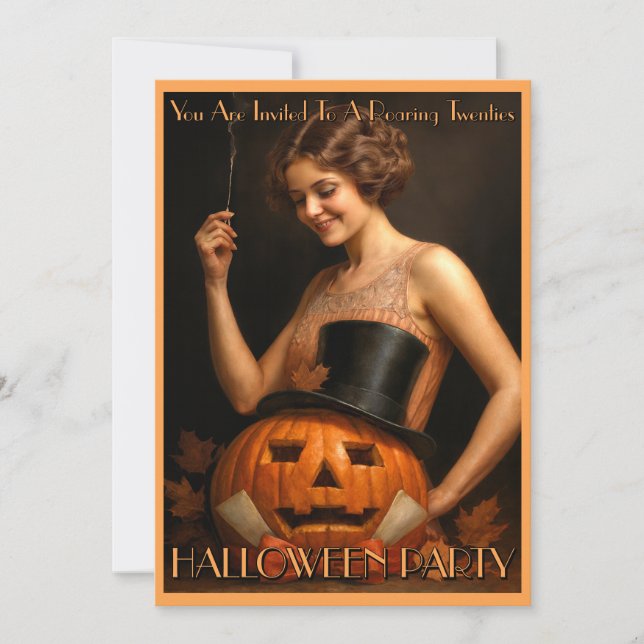 Invitación 1920's Flapper Halloween Party Invitation  (Anverso)