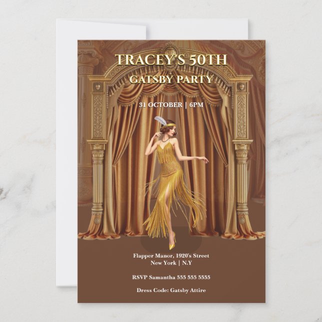 Invitación 1920s Gatsby 50th Birthday Invitation (Anverso)