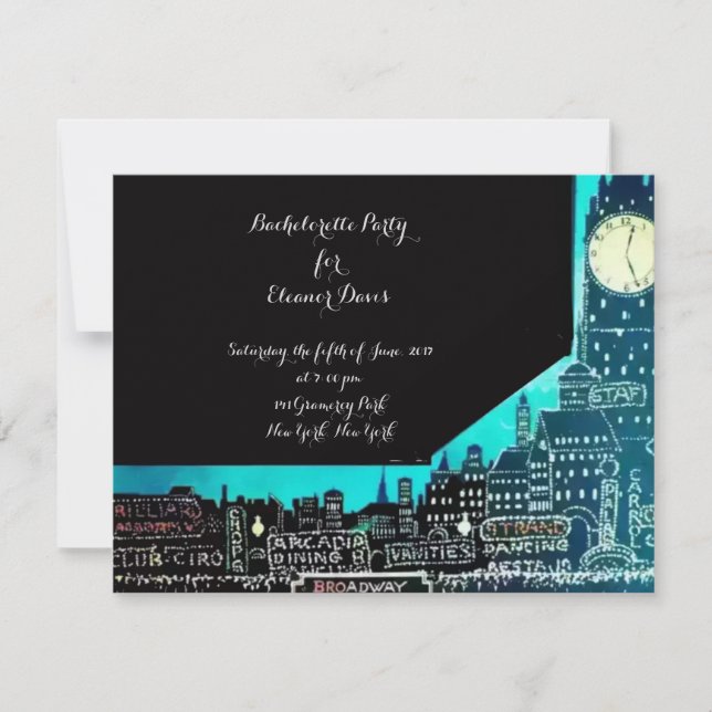 Invitación 1927 Fiesta de la Soltera de Nueva York (Anverso)