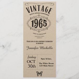 Invitación 1965 del cumpleaños del vintage