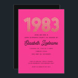 Invitación 1983 Hot Pink Black Gold 40th Birthday Invitation<br><div class="desc">Celebra con estas inspiradas invitaciones de cumpleaños número 40 de 1983.</div>