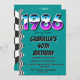 Invitación 1986 40th Birthday Retro Vintage Party 