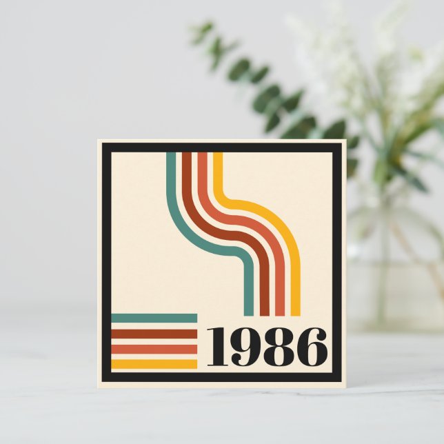 Invitación 1986 Cumpleaños 60 Cumpleaños Retro Stripe Vintage (Anverso de pie)