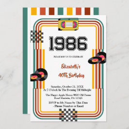 Invitación 1986 Retro Vintage Cassette Disco 40th Birthday