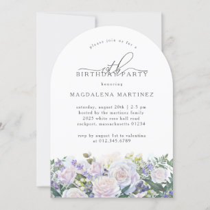 Invitación 19.ª fiesta de cumpleaños Floral azul rosa blanca
