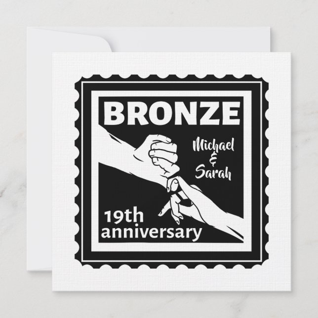 Invitación 19.º aniversario boda de mano (Anverso)