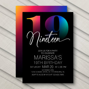Invitación 19.º cumpleaños moderno
