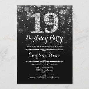 Invitación 19.º cumpleaños - Plata negra