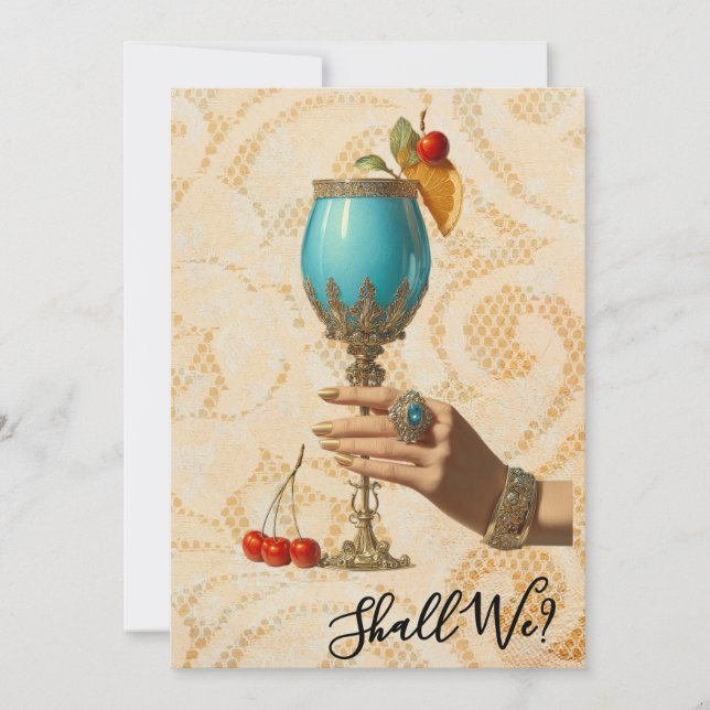 Invitación *~* 19 A101 Cóctel Ornate PHOTO DESPEDIDA DE SOLTE (Anverso)