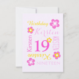 Invitación 19 años flor gráfico sorpresa rosa amarillo