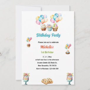Invitación 1.ª acuarela de cumpleaños