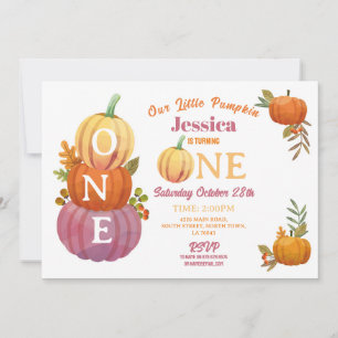 Invitación 1.ª Calabaza Fiesta de cumpleaños Chicas rosados