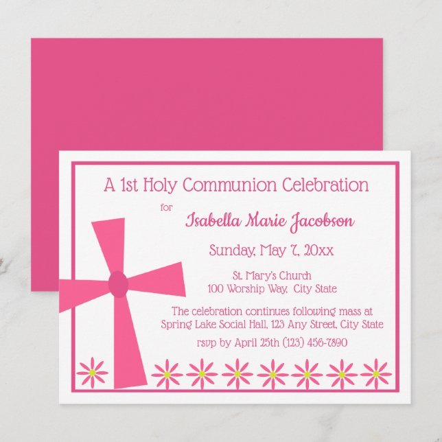 Invitación 1.ª Cruz y Flores Comunes (Anverso / Reverso)