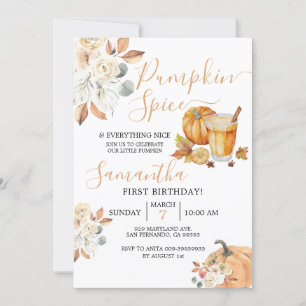 Invitación 1.ª especia de calabaza de cumpleaños y todo agrad