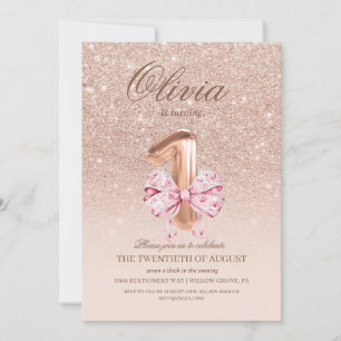 Invitación 1.ª fiesta de cumpleaños del Rosa de oro rosado