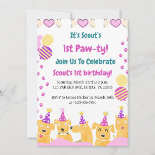 Invitación 1.ª PAW-TY! Primer cumpleaños