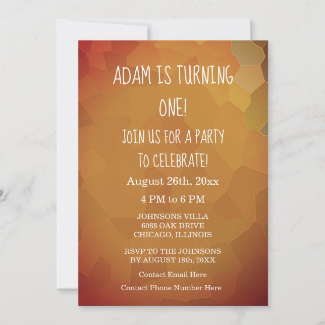 Invitación 1.ª Personalizado de cumpleaños Golden Terracotta  (Anverso)