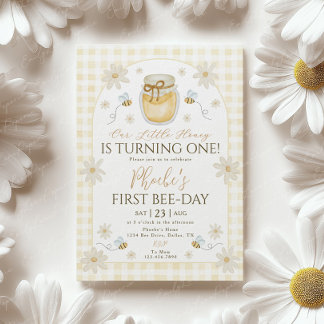 Invitación 1.ᵉʳ Abeja Chicas Cumpleaños Honey Daisy