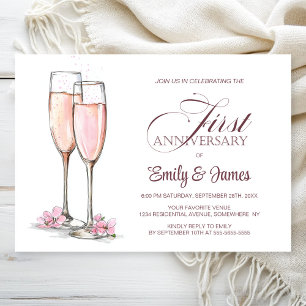 Invitación 1.ᵉʳ Aniversario Boda Champagne