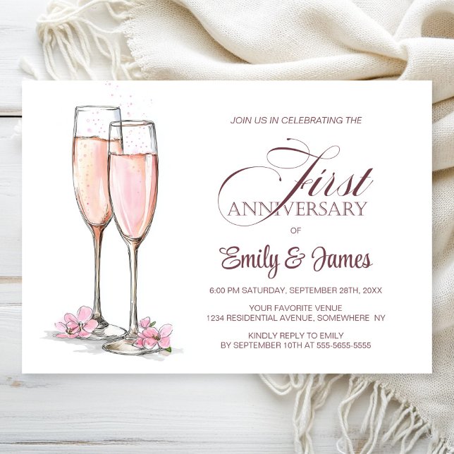 Invitación 1.ᵉʳ Aniversario Boda Champagne (Subido por el creador)