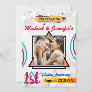 Invitación 1.ᵉʳ Aniversario Boda Foto personalizada moderna