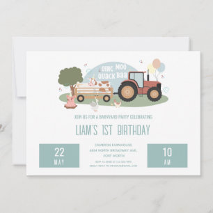 Invitación 1.ᵉʳ Aniversario Granja de Animales Barnyard Fiest