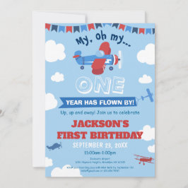 Invitación 1.ᵉʳ Avión De Cumpleaños Un Año Ha Vuelto Sky Clou
