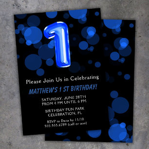 Invitación 1.ᵉʳ Balón de cumpleaños Niños Fiesta de Blue Boy