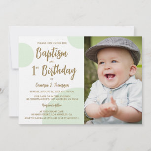 Invitación 1.ᵉʳ bautismo de cumpleaños Foto Personalizado de 