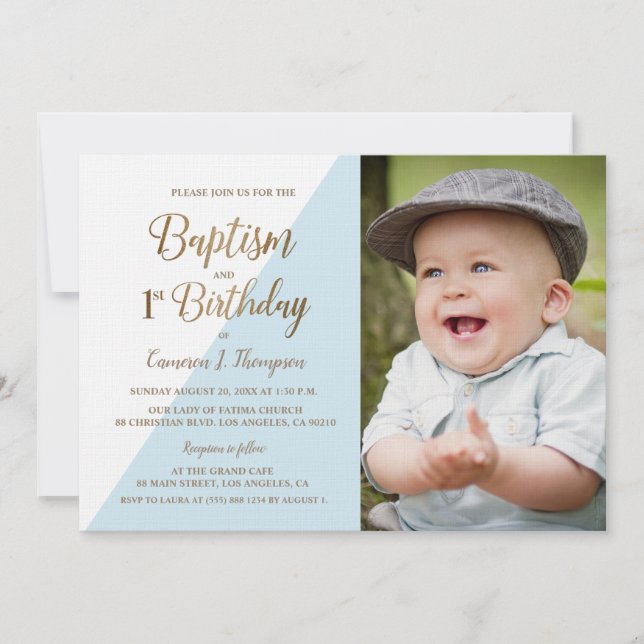 Invitación 1.ᵉʳ bautismo de cumpleaños Foto Personalizado Gli (Anverso)