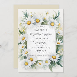 Invitación 1.ᵉʳ bautismo flor margarita