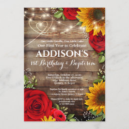 Invitación 1.ᵉʳ bautismo Girasol y Rosas