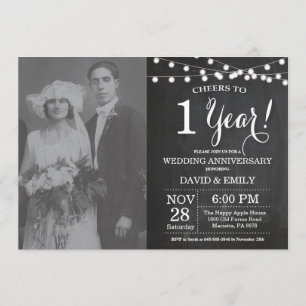 Invitación 1.ᵉʳ Boda Aniversario de la foto de Chalkboard