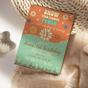 Invitación 1.ᵉʳ bohemian groovy style retro