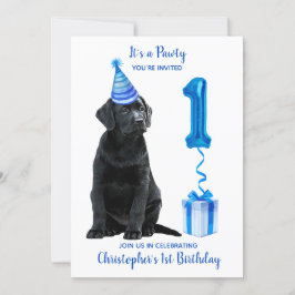 Invitación 1.ᵉʳ Cachorro de cumpleaños Pawty - Perro lindo Az