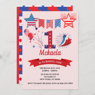 Invitación 1.ᵉʳ Chica de cumpleaños 4 de julio