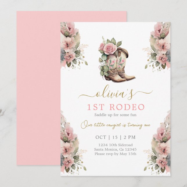 Invitación 1.ᵉʳ Chica de cumpleaños de Rodeo (Anverso / Reverso)