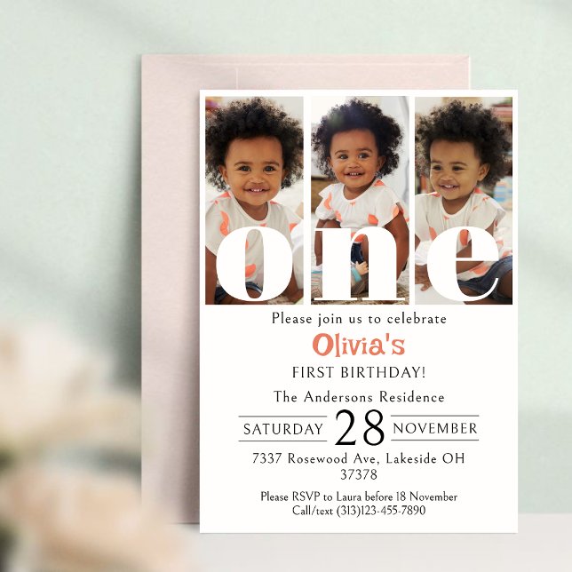 Invitación 1.ᵉʳ Collage de fotos de cumpleaños (Subido por el creador)