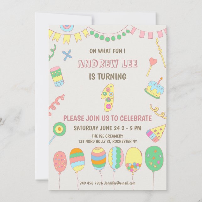 Invitación 1.ᵉʳ cumpleaños. (Anverso)