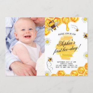 Invitación 1.ᵉʳ cumpleaños Abeja Chica de miel foto