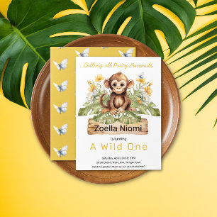 Invitación 1.ᵉʳ Cumpleaños Animales Salvajes De Una Selva