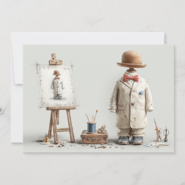 Invitación 1.ᵉʳ cumpleaños Artista francés Baby Suit Paint St (Anverso)