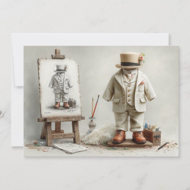 Invitación 1.ᵉʳ cumpleaños Artista francés Baby Suit Paint St (Anverso)