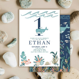 Invitación 1.ᵉʳ cumpleaños bajo el agua del mar Ballena