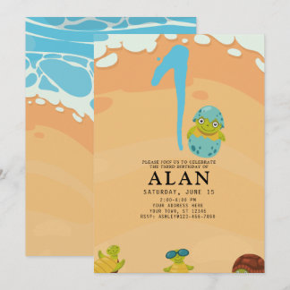 Invitación 1.ᵉʳ cumpleaños bajo el agua del mar TURTLE