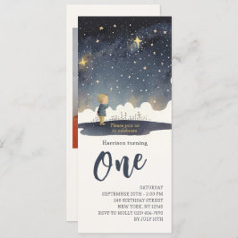 Invitación 1.ᵉʳ cumpleaños Celestial Stars Watercolor Boy mod